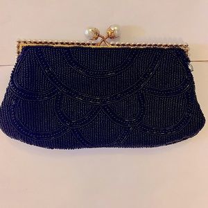 Vintage Jolles Original black beaded purse